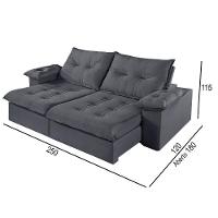 Sofá 4 Lugares Retrátil E Reclinável Martins M-183 Veludo Grafite - 3