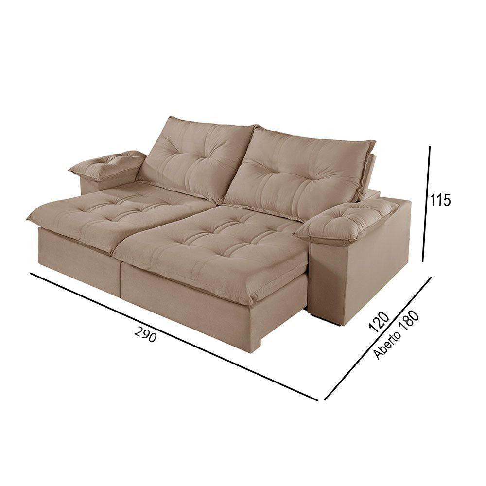 Sofá 5 Lugares Retrátil E Reclinável Martins M-183 Veludo Bege - 3