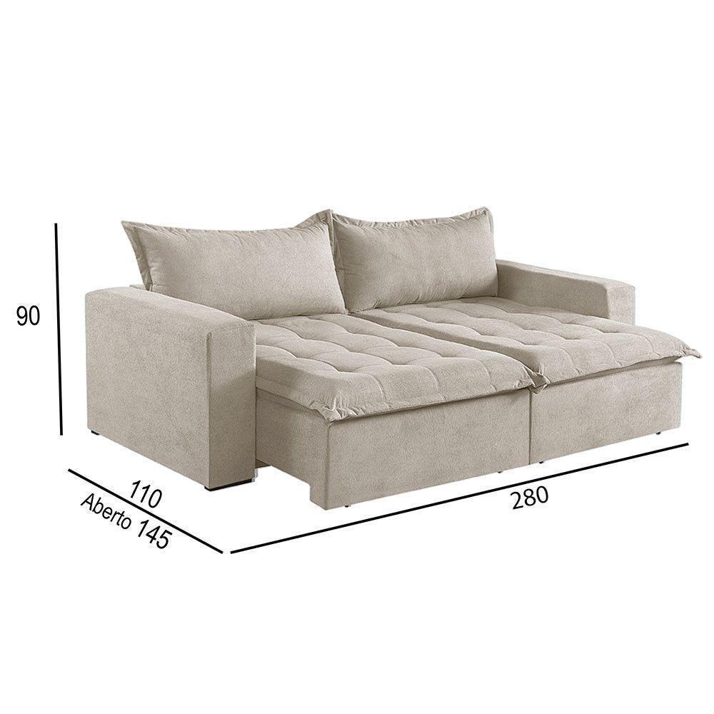Sofá 5 Lugares Retrátil E Reclinável M-184 Veludo Martins Creme - 3