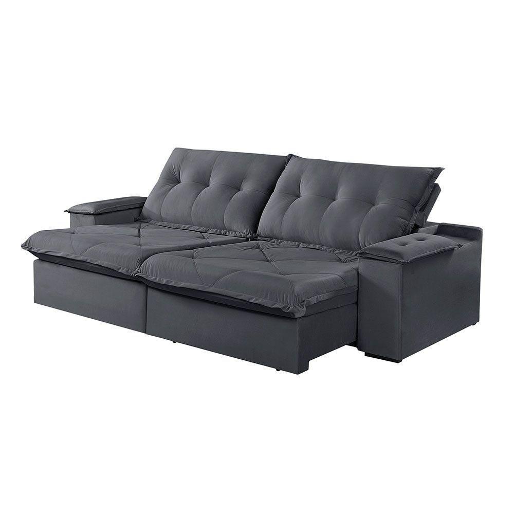 Sofá 2 Lugares Retrátil E Reclinável Martins M-163 Veludo Grafite - 1