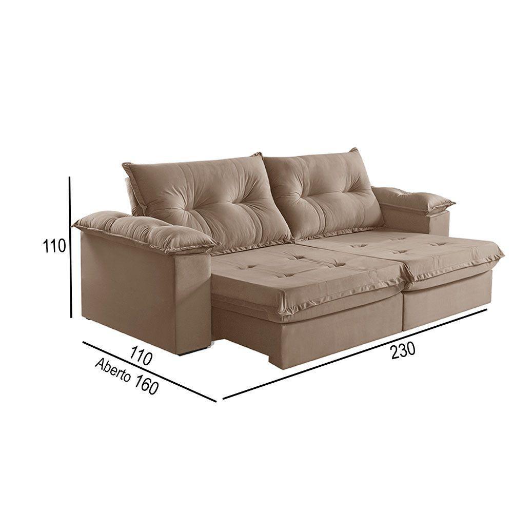 Sofá 3 Lugares Retrátil E Reclinável Martins M-164 Veludo Bege - 3