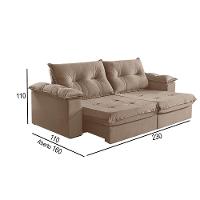 Sofá 3 Lugares Retrátil E Reclinável Martins M-164 Veludo Bege - 3