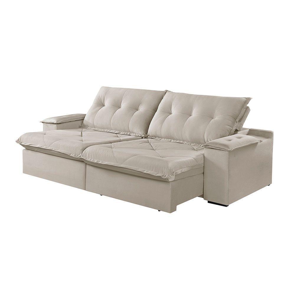 Sofá 5 Lugares Retrátil E Reclinável Martins M-163 Veludo Creme - 1