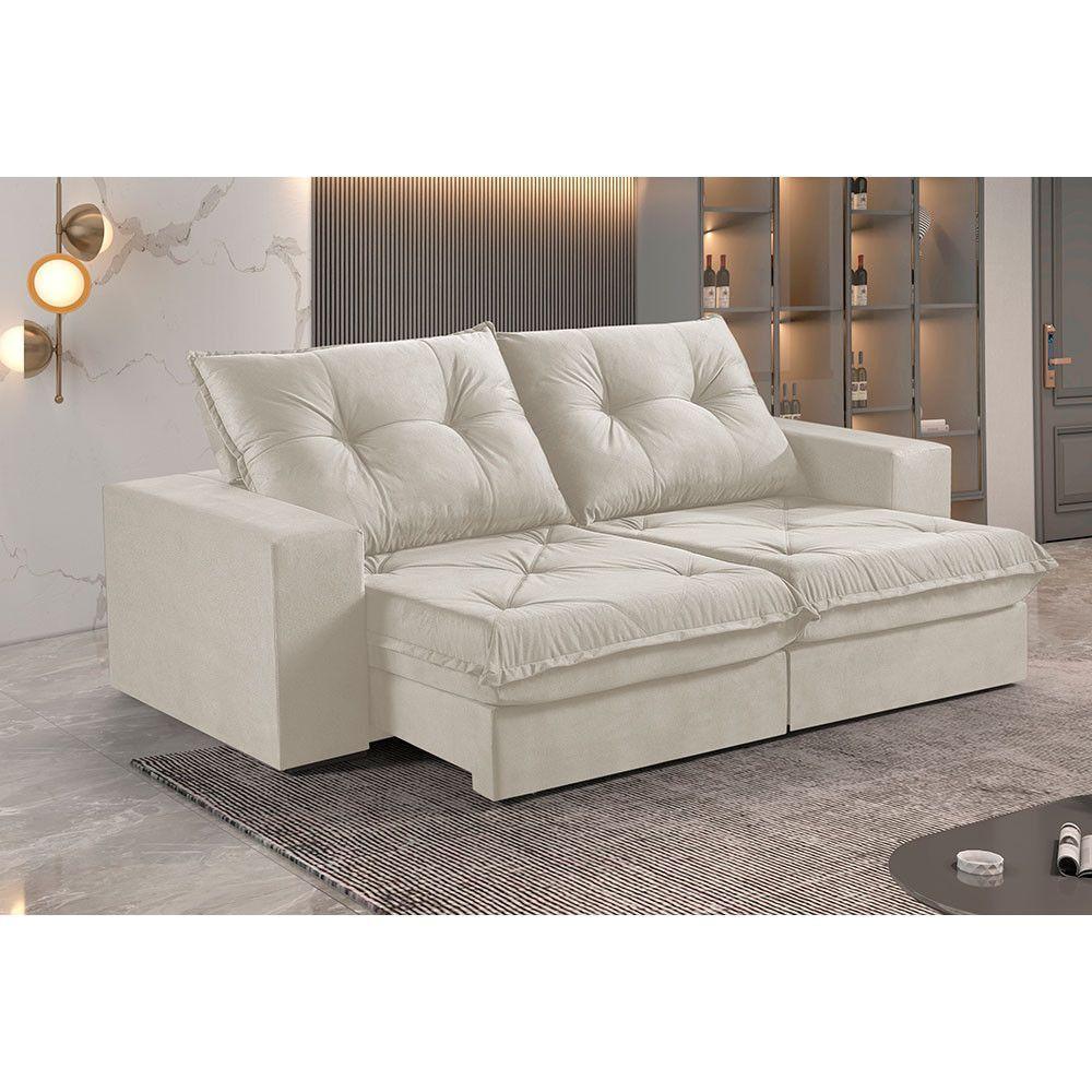 Sofá 5 Lugares Retrátil E Reclinável Martins M-163 Veludo Creme - 2