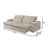 Sofá 5 Lugares Retrátil E Reclinável Martins M-163 Veludo Creme - 3