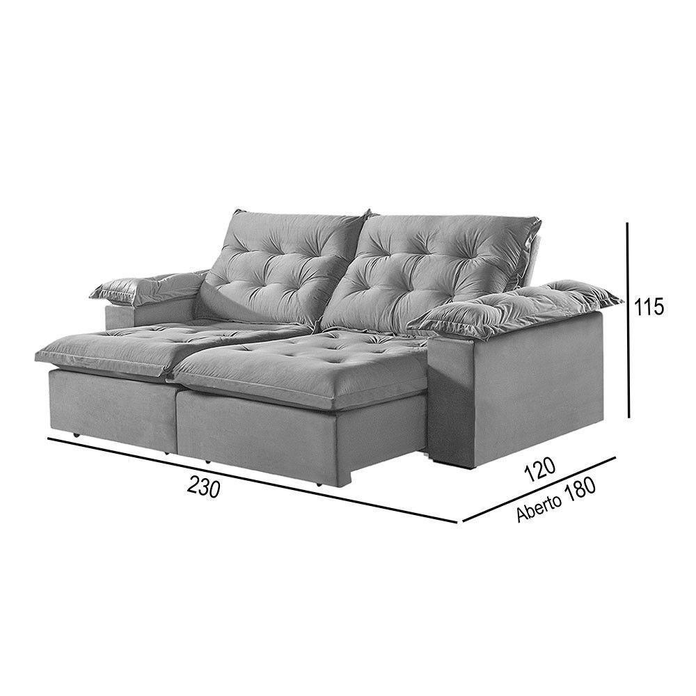 Sofá 3 Lugares Retrátil E Reclinável Martins M-147 Veludo Cinza - 3