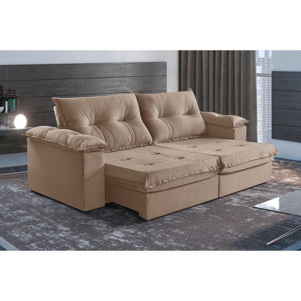 Sofá 5 Lugares Retrátil E Reclinável Martins M-164 Veludo Bege - 3