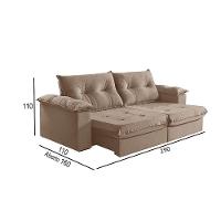 Sofá 5 Lugares Retrátil E Reclinável Martins M-164 Veludo Bege - 2