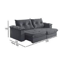 Sofá 3 Lugares Retrátil E Reclinável Martins M-164 Veludo Grafite - 2