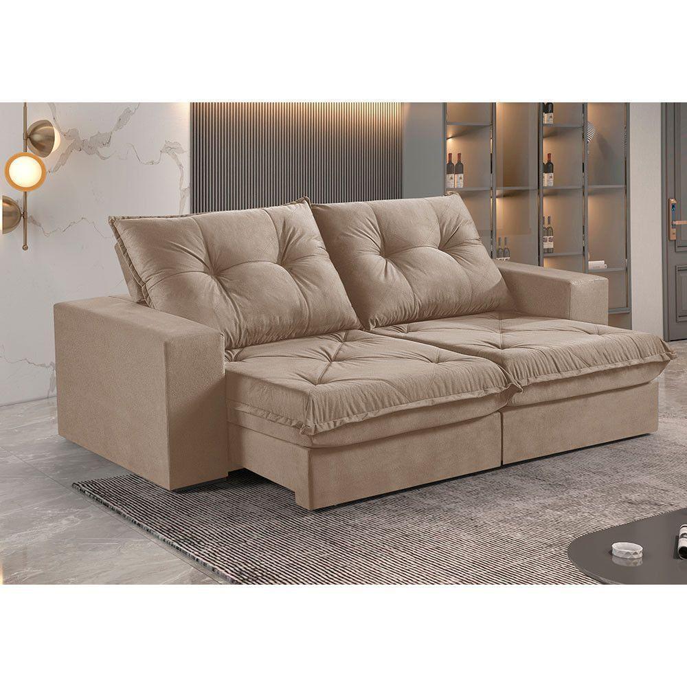 Sofá 2 Lugares Retrátil E Reclinável Martins M-163 Veludo Bege - 2