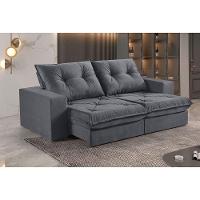 Sofá 3 Lugares Retrátil E Reclinável Martins M-163 Veludo Grafite - 2