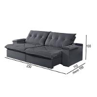 Sofá 3 Lugares Retrátil E Reclinável Martins M-163 Veludo Grafite - 3