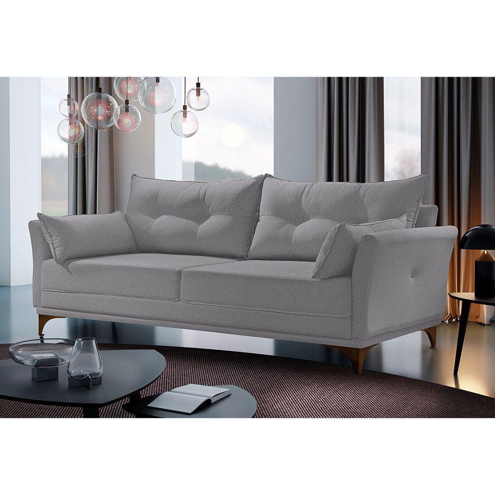 Sofá 3 Lugares Living Linho M-97 Martins Cinza - 2