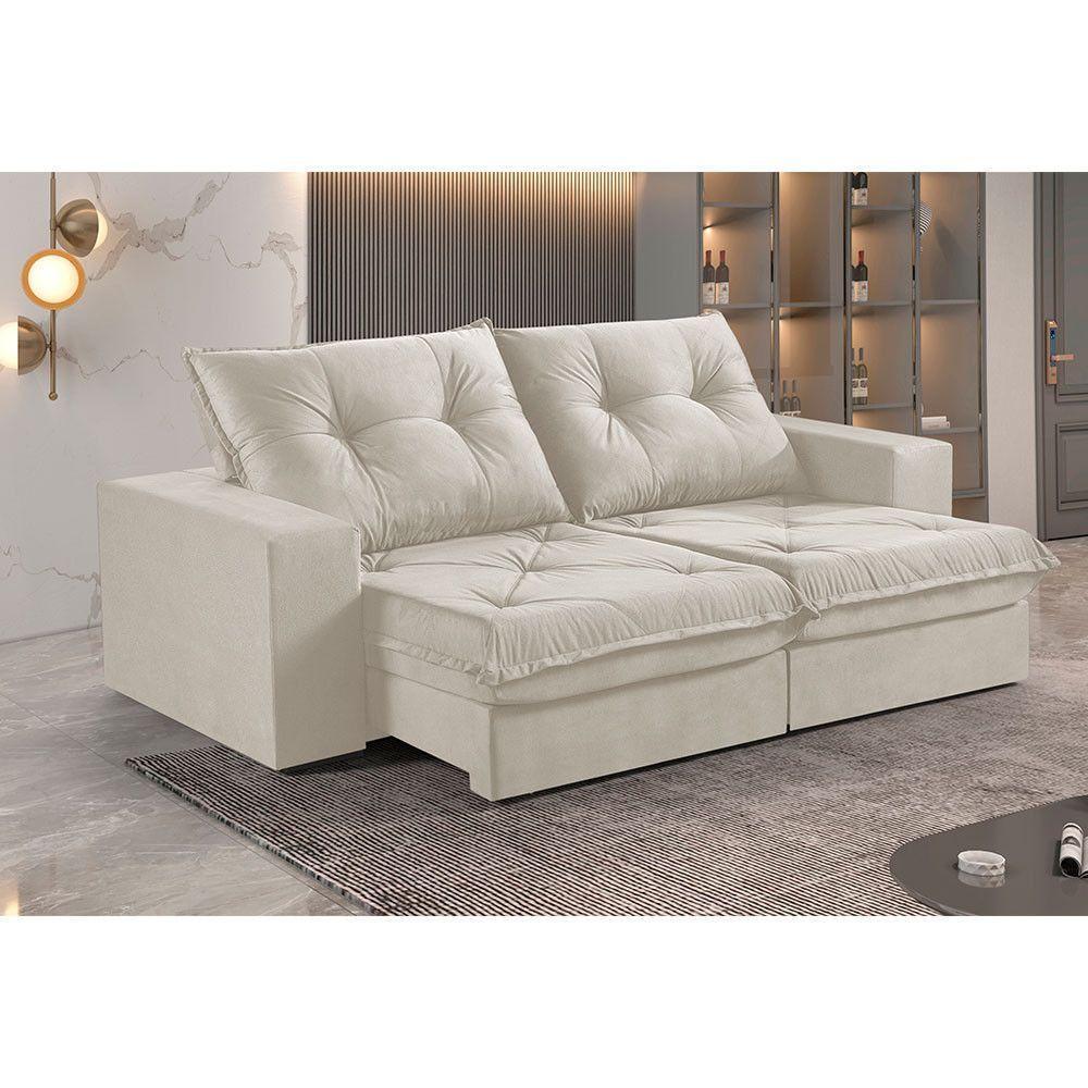Sofá 4 Lugares Retrátil E Reclinável Martins M-163 Veludo Creme - 2