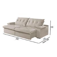 Sofá 4 Lugares Retrátil E Reclinável Martins M-163 Veludo Creme - 3