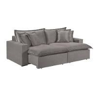 Sofá 5 Lugares Retrátil Com Encosto Fixo Linho M-145 Martins Cinza - 1