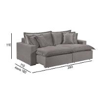 Sofá 5 Lugares Retrátil Com Encosto Fixo Linho M-145 Martins Cinza - 2