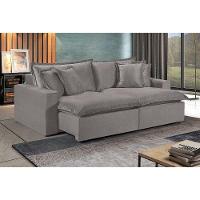 Sofá 5 Lugares Retrátil Com Encosto Fixo Linho M-145 Martins Cinza - 3