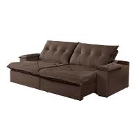 Sofá 3 Lugares Retrátil E Reclinável Martins M-163 Veludo Marrom - 1