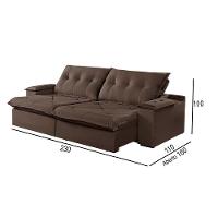 Sofá 3 Lugares Retrátil E Reclinável Martins M-163 Veludo Marrom - 3