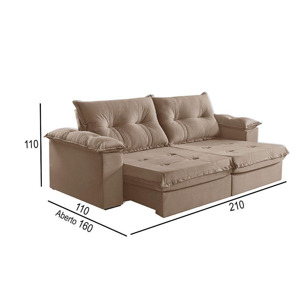 Sofá 2 Lugares Retrátil E Reclinável Martins M-164 Veludo Bege - 3