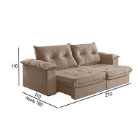 Sofá 2 Lugares Retrátil E Reclinável Martins M-164 Veludo Bege - 3