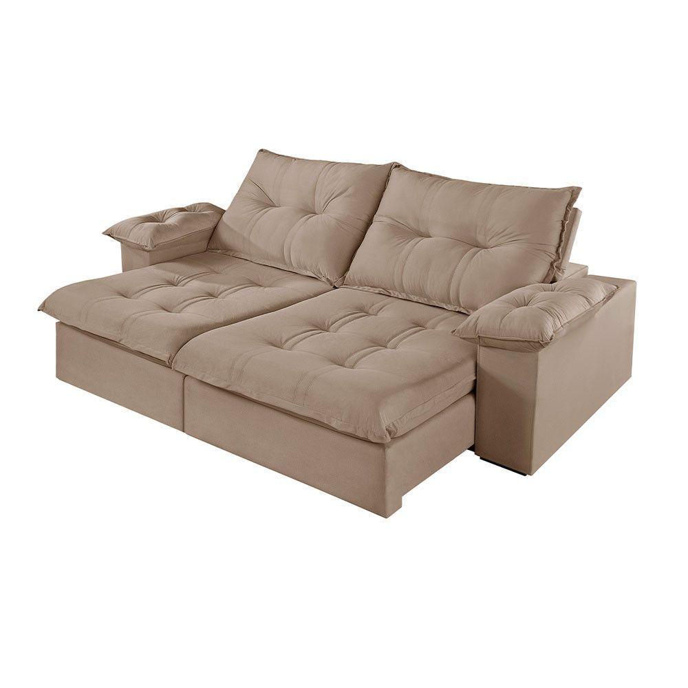 Sofá 4 Lugares Retrátil E Reclinável Martins M-183 Veludo Bege - 1