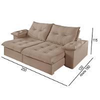 Sofá 4 Lugares Retrátil E Reclinável Martins M-183 Veludo Bege - 3