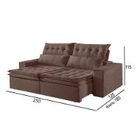 Sofá 4 Lugares Retrátil E Reclinável Martins M-118 Veludo Marrom - 3