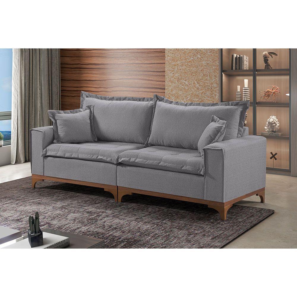 Sofá 4 Lugares Living Linho M-47 Martins Cinza - 2