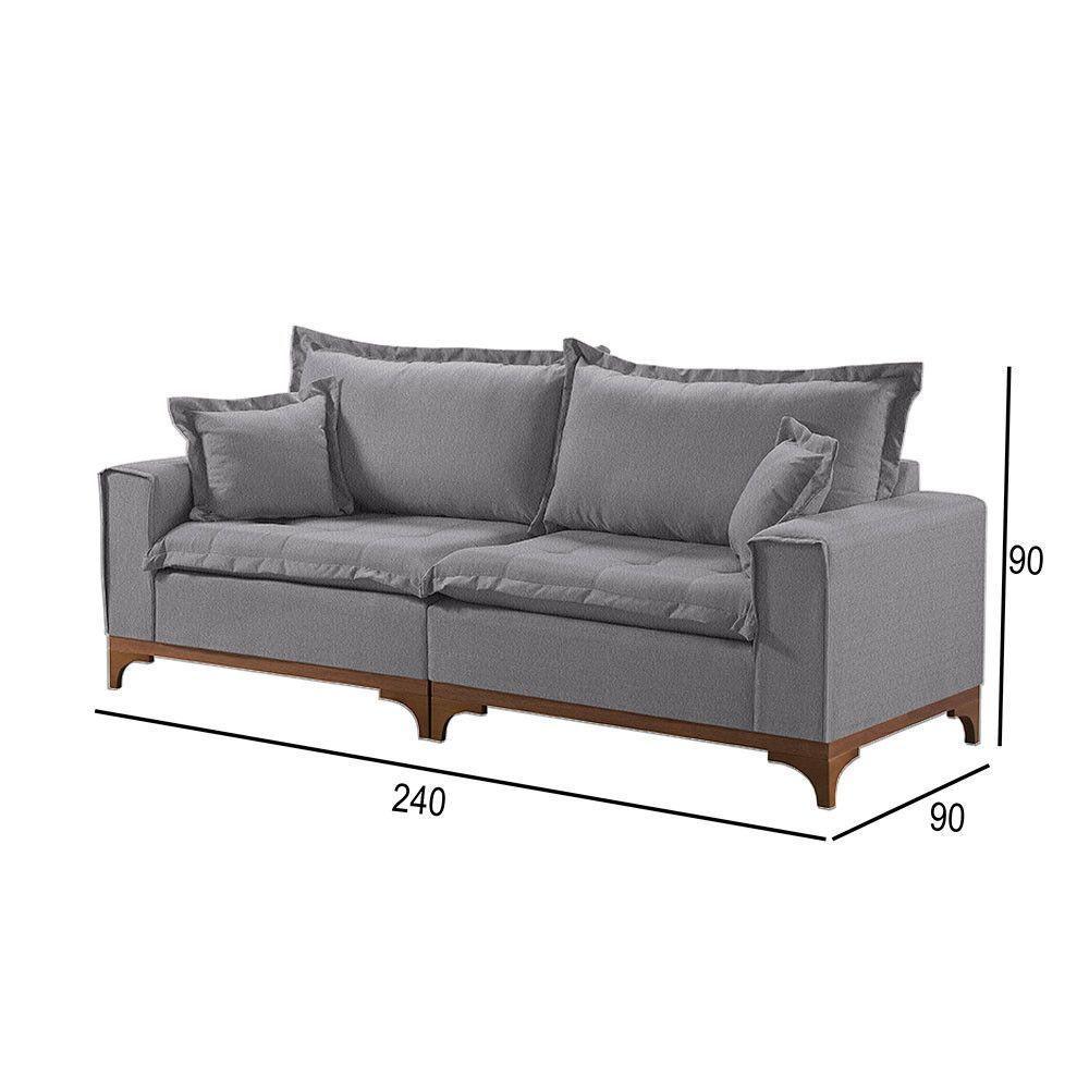 Sofá 4 Lugares Living Linho M-47 Martins Cinza - 3