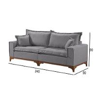 Sofá 4 Lugares Living Linho M-47 Martins Cinza - 3