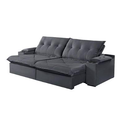 Sofá 5 Lugares Retrátil E Martins M-163 Com Acessórios Velud Grafite