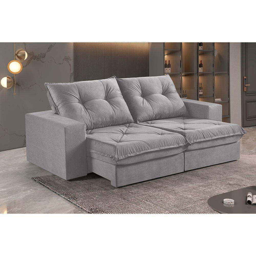 Sofá 3 Lugares Retrátil E Reclinável Martins M-163 Veludo Cinza - 2