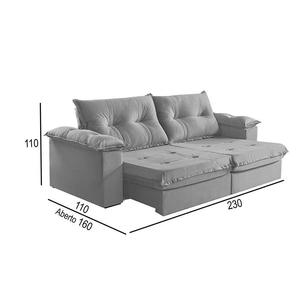Sofá 3 Lugares Retrátil E Reclinável Martins M-164 Veludo Cinza - 3