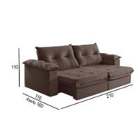 Sofá 2 Lugares Retrátil E Reclinável Martins M-164 Veludo Marrom - 2