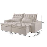 Sofá 4 Lugares Retrátil E Reclinável Martins M-118 Veludo Creme - 2