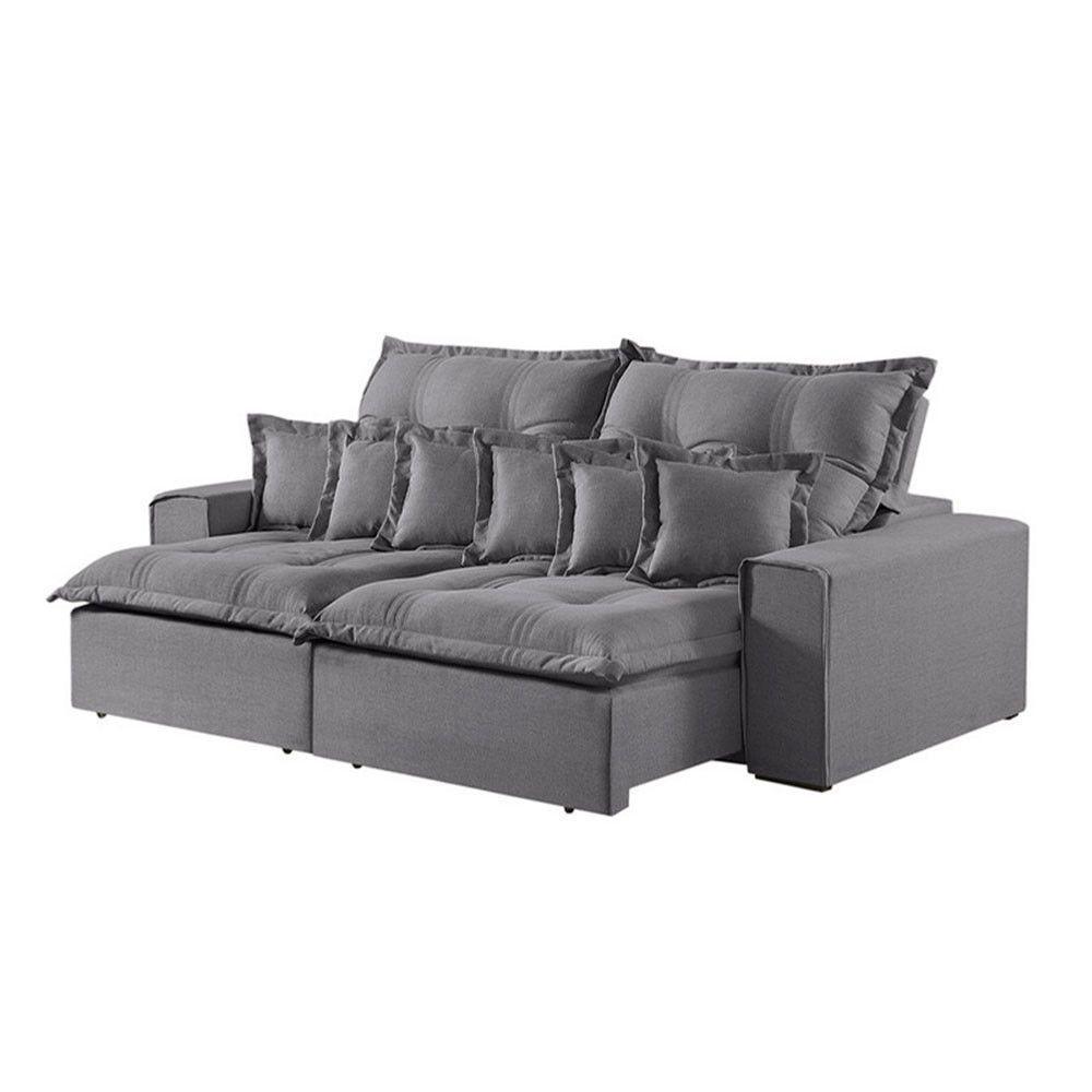 Sofá 2 Lugares Retrátil E Reclinável Linho M-144 Martins Cinza - 1