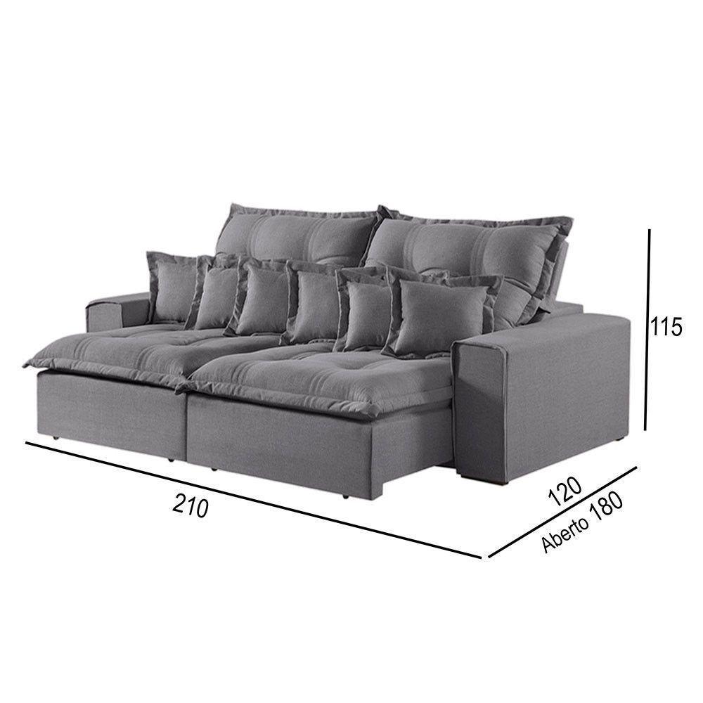 Sofá 2 Lugares Retrátil E Reclinável Linho M-144 Martins Cinza - 3