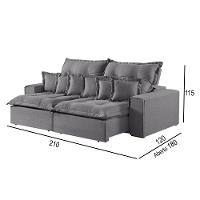 Sofá 2 Lugares Retrátil E Reclinável Linho M-144 Martins Cinza - 3