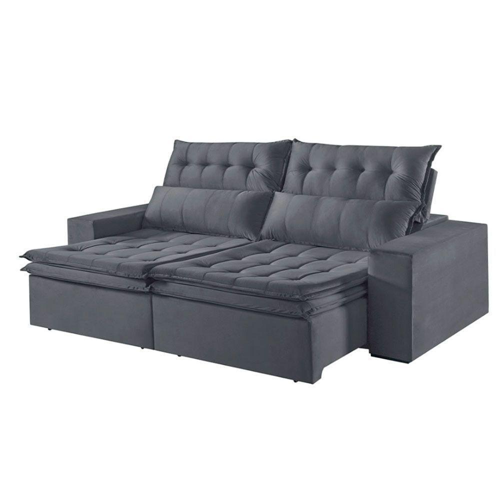 Sofá 4 Lugares Retrátil E Reclinável Martins M-118 Veludo Grafite - 1