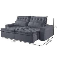 Sofá 4 Lugares Retrátil E Reclinável Martins M-118 Veludo Grafite - 2