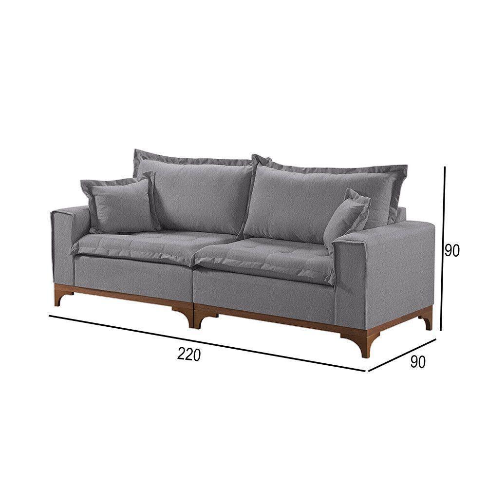 Sofá 3 Lugares Living Linho M-47 Martins Cinza - 3