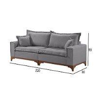 Sofá 3 Lugares Living Linho M-47 Martins Cinza - 3