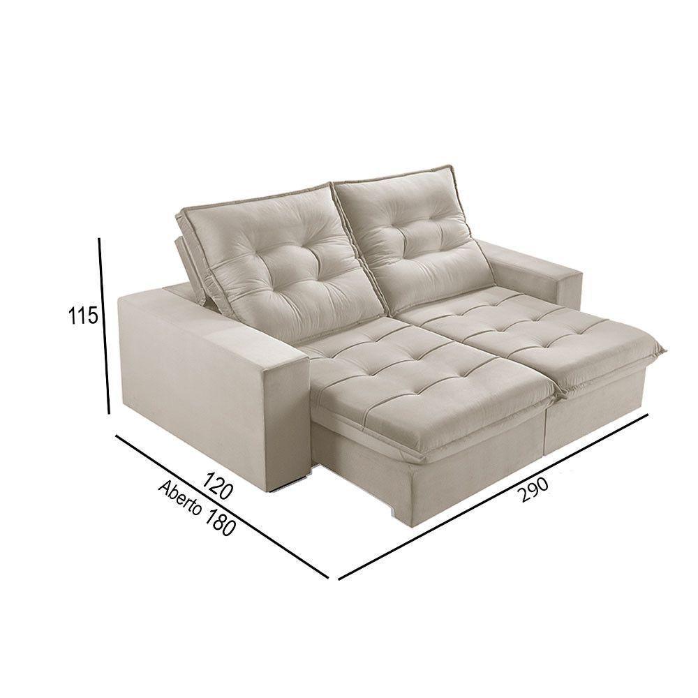 Sofá 5 Lugares Retrátil E Reclinável Martins M-166 Veludo Creme - 2