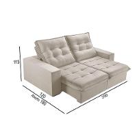Sofá 5 Lugares Retrátil E Reclinável Martins M-166 Veludo Creme - 2