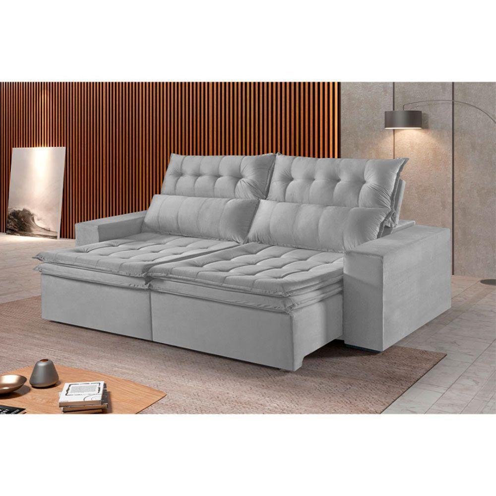 Sofá 4 Lugares Retrátil E Reclinável Martins M-118 Veludo Cinza - 2