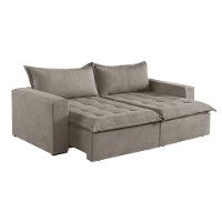 Sofá Cama 3 Lugares Retrátil Reclinável Linho M-184 Martins Bege - 1