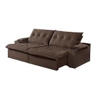 Sofá 2 Lugares Retrátil Martins M-163 Com Acessórios Veludo Marrom - 1