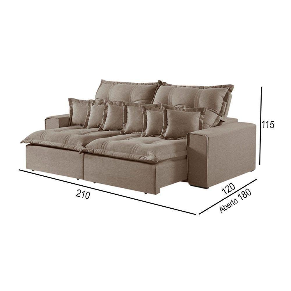 Sofá 2 Lugares Retrátil E Reclinável Linho M-144 Martins Bege - 3